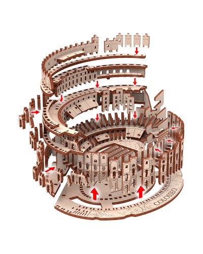 Колізей у Стародавньому Римі конструктор механічний дерев'яний 3D