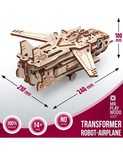 Трансформер робот-літак механічна дерев'яна 3D-модель